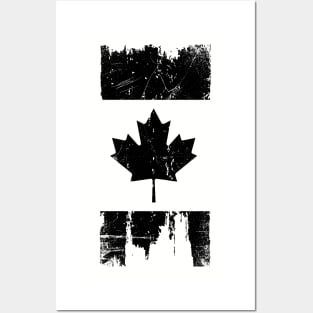 Canadian Flag - Variant - Black - Distressed Posters and Art